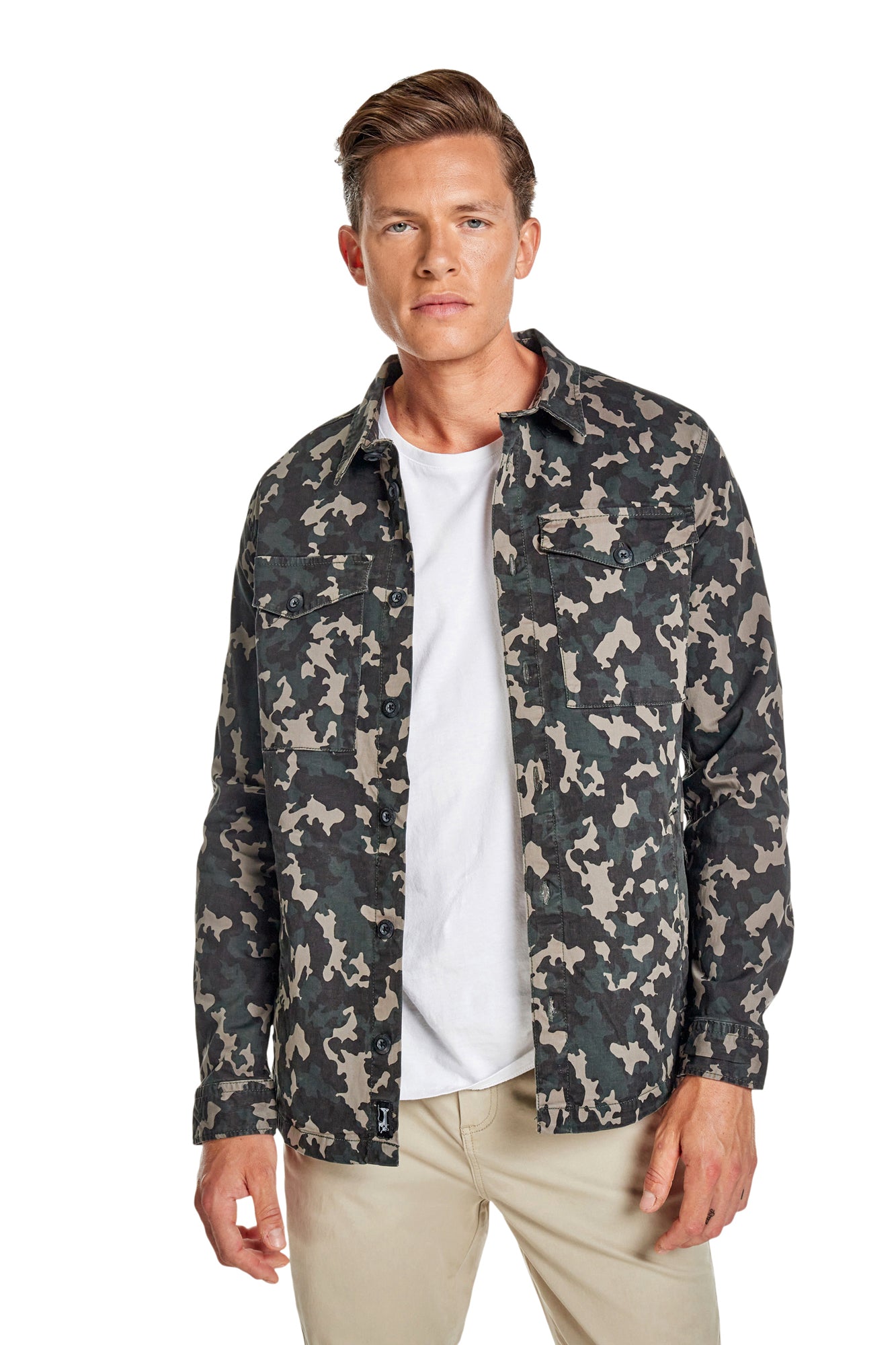 Camo hot sale shacket men's